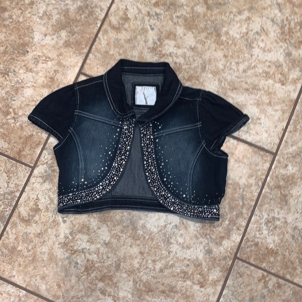 Justice croped jean jacket